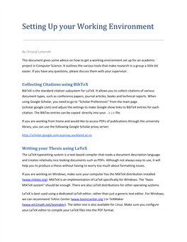Setting up Your Working Environment