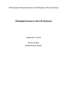 Ontological Issues in the Life Sciences