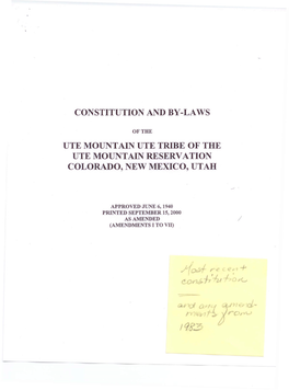 Constitution and By-Laws