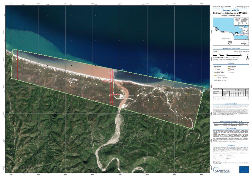 ROSEAUX, V1 Roseaux - HAITI N " 0 Earthquake - Situation As of 18/08/2021 3 ' N " 7 0 3 ° 3 ' 8 7 1 3