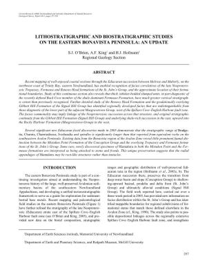 Lithostratigraphic and Biostratigraphic Studies on the Eastern Bonavista Peninsula: an Update