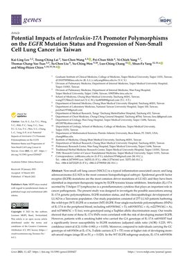 Potential Impacts of Interleukin-17A Promoter Polymorphisms on the EGFR Mutation Status and Progression of Non-Small Cell Lung Cancer in Taiwan
