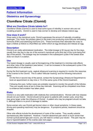 Clomifene Citrate (Clomid)