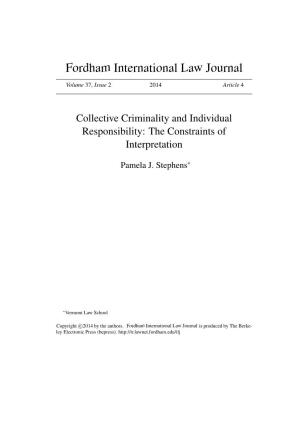 Collective Criminality and Individual Responsibility: the Constraints of Interpretation