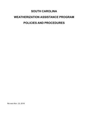 South Carolina Weatherization Assistance Program Policies and Procedures