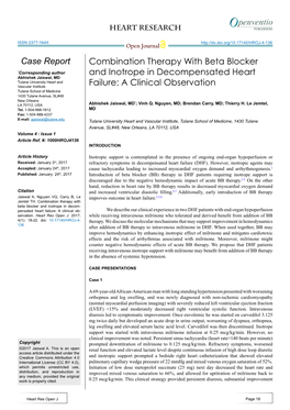 Combination Therapy with Beta Blocker and Inotrope In