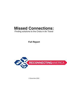 Missed Connections: Finding Solutions to the Crisis in Air Travel