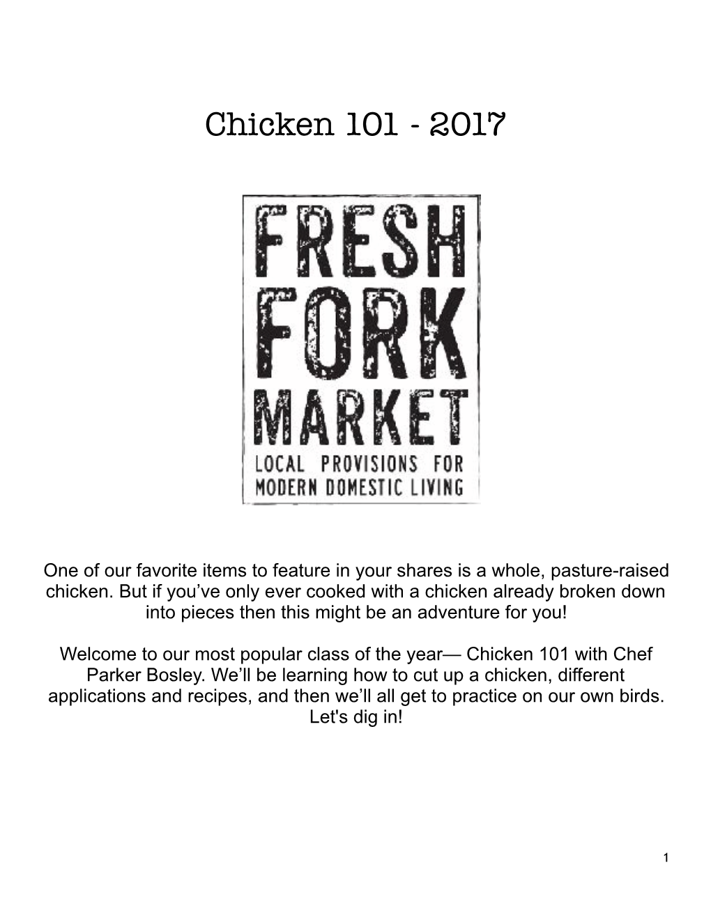 Chicken 101 Recipe Guide 2017