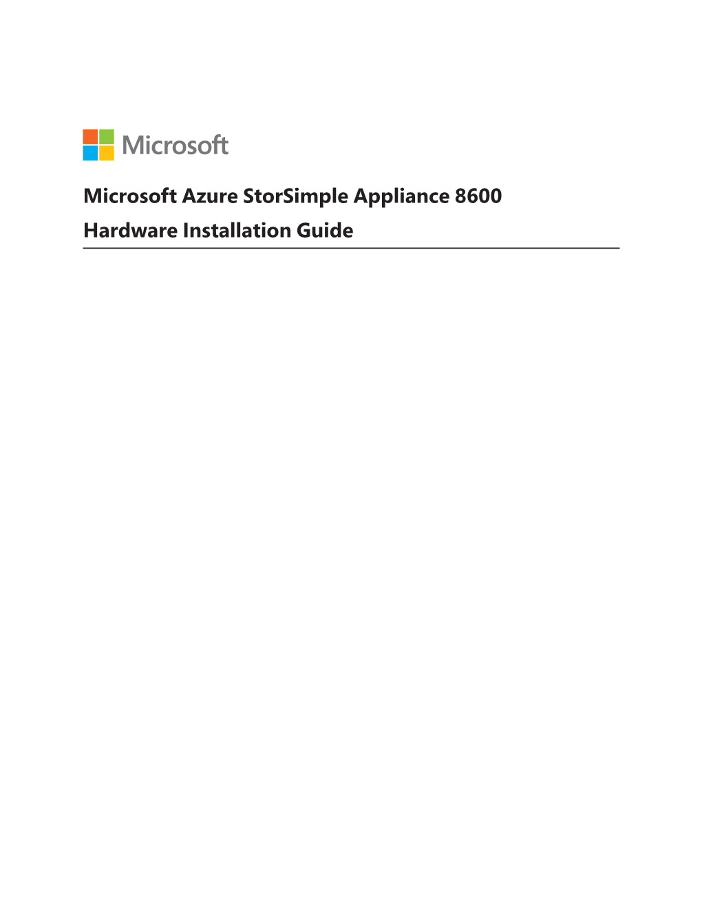 Microsoft Azure Storsimple Appliance 8600 Hardware Installation Guide Contents