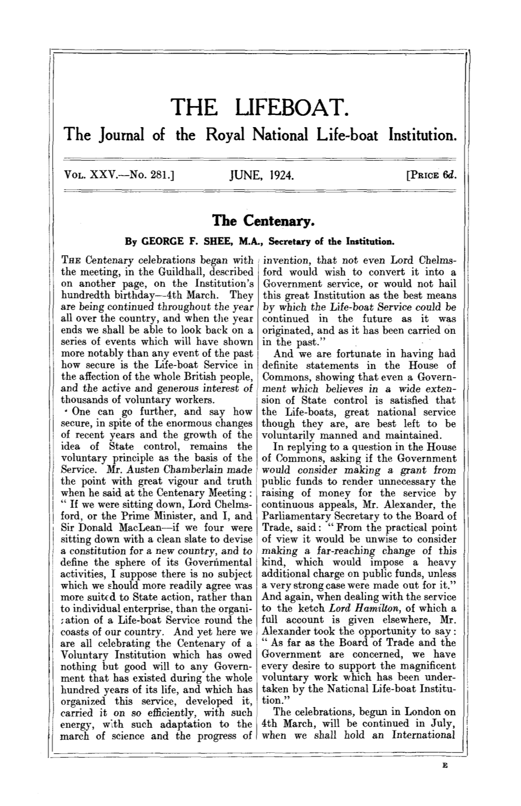 THE LIFEBOAT. the Journal of the Royal National Life-Boat Institution