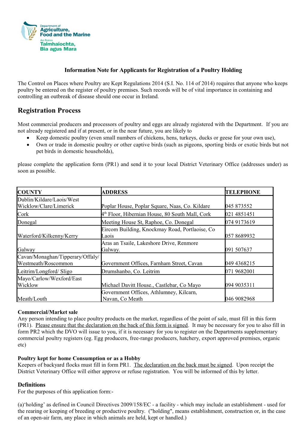 Er1 Application For Registration As A Keeper Of Animals Under The Disease Eradication Schemes.