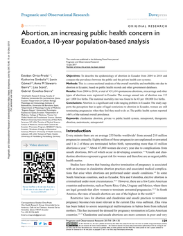 Abortion, an Increasing Public Health Concern in Ecuador, a 10-Year Population-Based Analysis