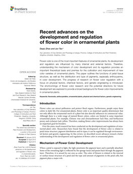 Recent Advances on the Development and Regulation of Flower Color In
