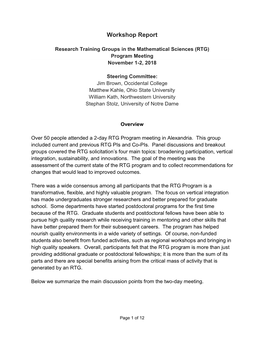 Research Training Groups (RTG) Program Meeting Report