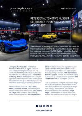 Petersen Automotive Museum Celebrates Pininfarina with New Exhibit