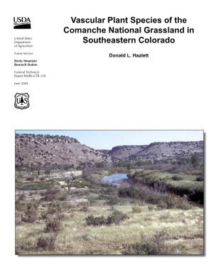 Vascular Plant Species of the Comanche National Grassland in United States Department Southeastern Colorado of Agriculture