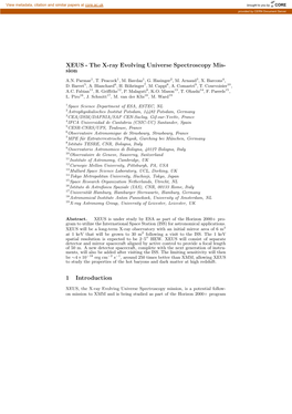 XEUS - the X-Ray Evolving Universe Spectroscopy Mis- Sion