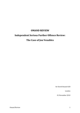 Independent Serious Further Offence Review: the Case of Jon Venables