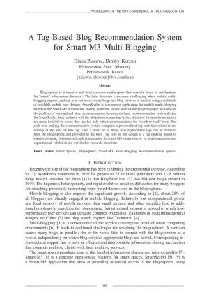 A Tag-Based Blog Recommendation System for Smart-M3 Multi-Blogging