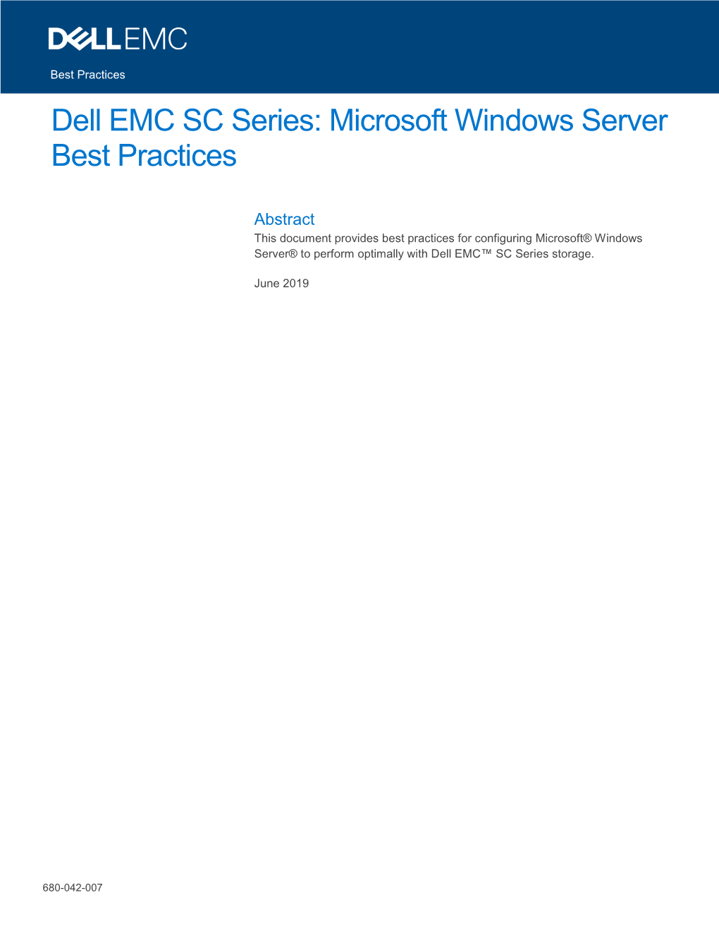Dell EMC SC Series: Microsoft Windows Server Best Practices
