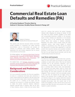 Commercial Real Estate Loan Defaults and Remedies (PA)
