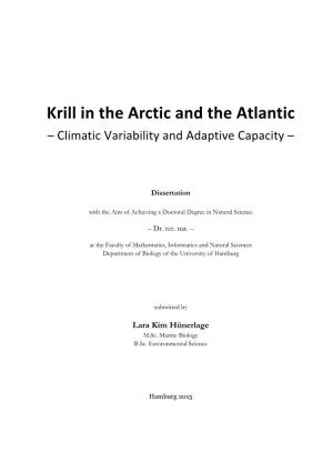 Krill in the Arctic and the Atlantic – Climatic Variability and Adaptive Capacity –
