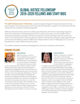 Global Justice Fellowship 2019–2020 Fellows and Staff Bios