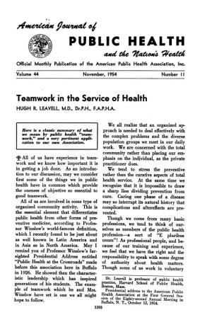 Teamwork in the Service of Health HUGH R