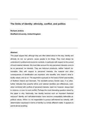 The Limits of Identity: Ethnicity, Conflict, and Politics