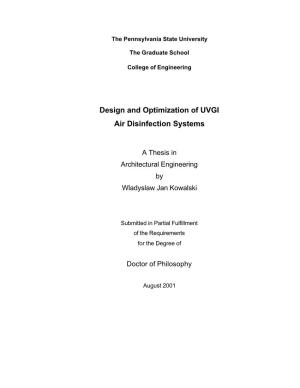 Design and Optimization of UVGI Air Disinfection Systems