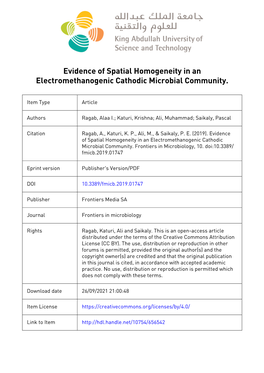 Supplementary Material Evidence of Spatial Homogeneity in an Electromethanogenic Cathodic Microbial Community