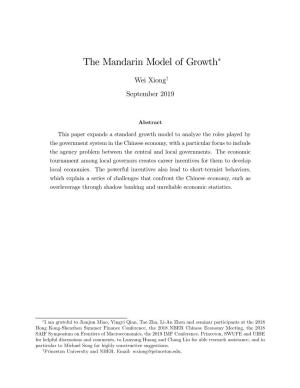 The Mandarin Model of Growth"