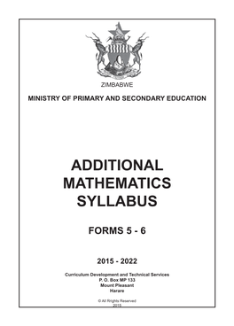 Additional Mathematics Syllabus