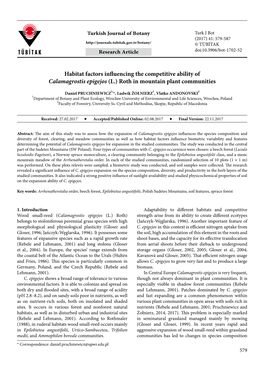 Habitat Factors Influencing the Competitive Ability of Calamagrostis Epigejos (L.) Roth in Mountain Plant Communities