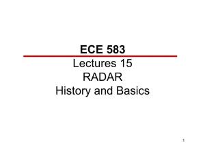 ECE 583 Lectures 15 RADAR History and Basics