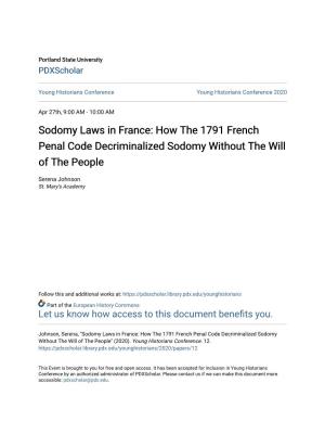 Sodomy Laws in France: How the 1791 French Penal Code Decriminalized Sodomy Without the Will of the People