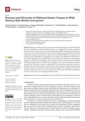 Presence and Diversity of Different Enteric Viruses in Wild Norway Rats (Rattus Norvegicus)