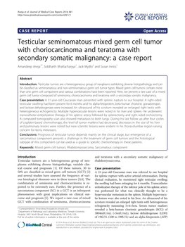 Testicular Seminomatous Mixed Germ Cell Tumor with Choriocarcinoma