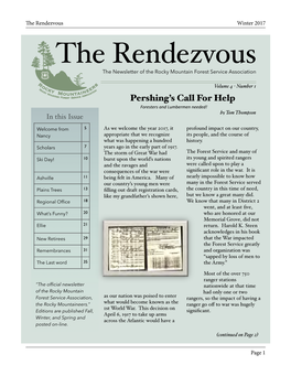 Winter 2017 the Rendezvous the Newsletter of the Rocky Mountain Forest Service Association