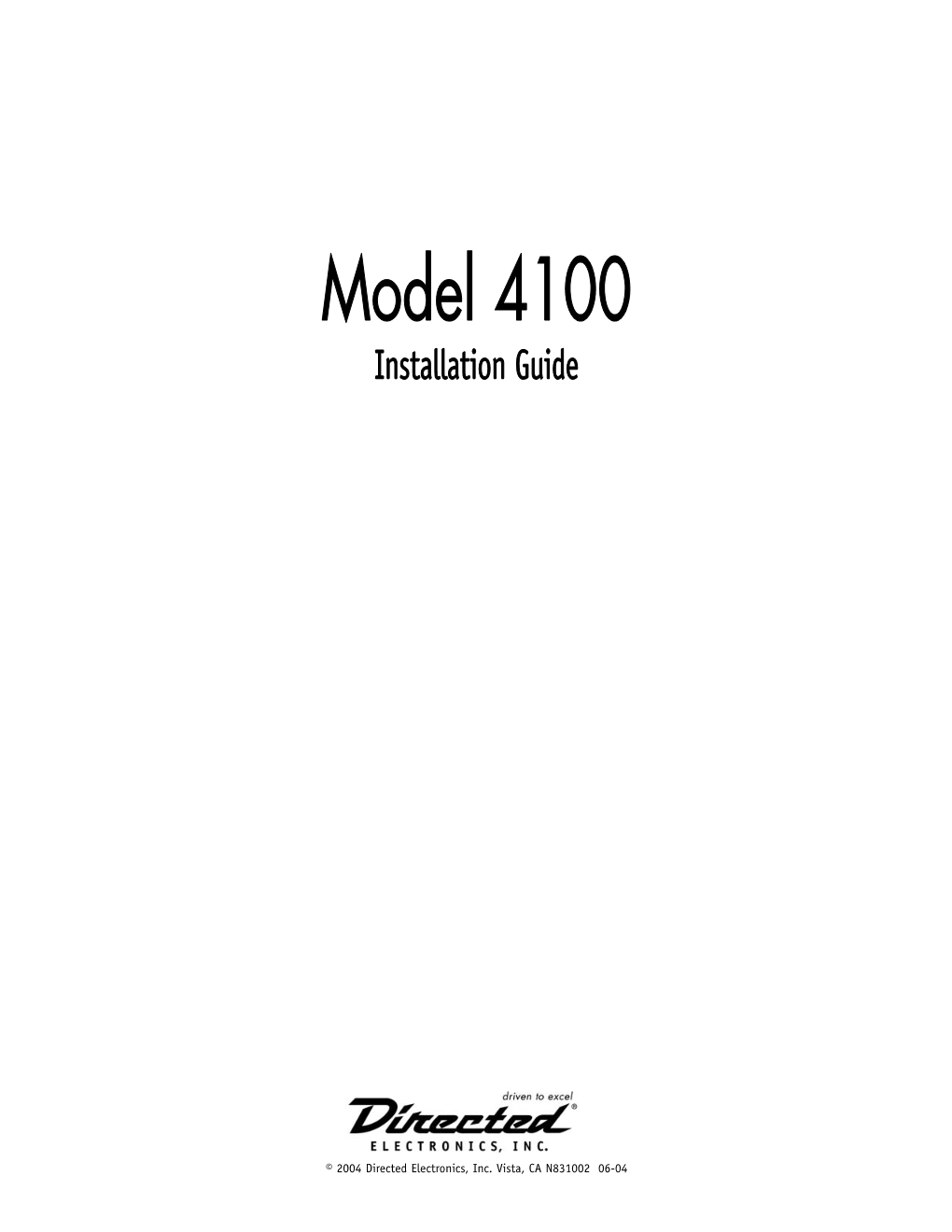 Model 4100 Installation Guide