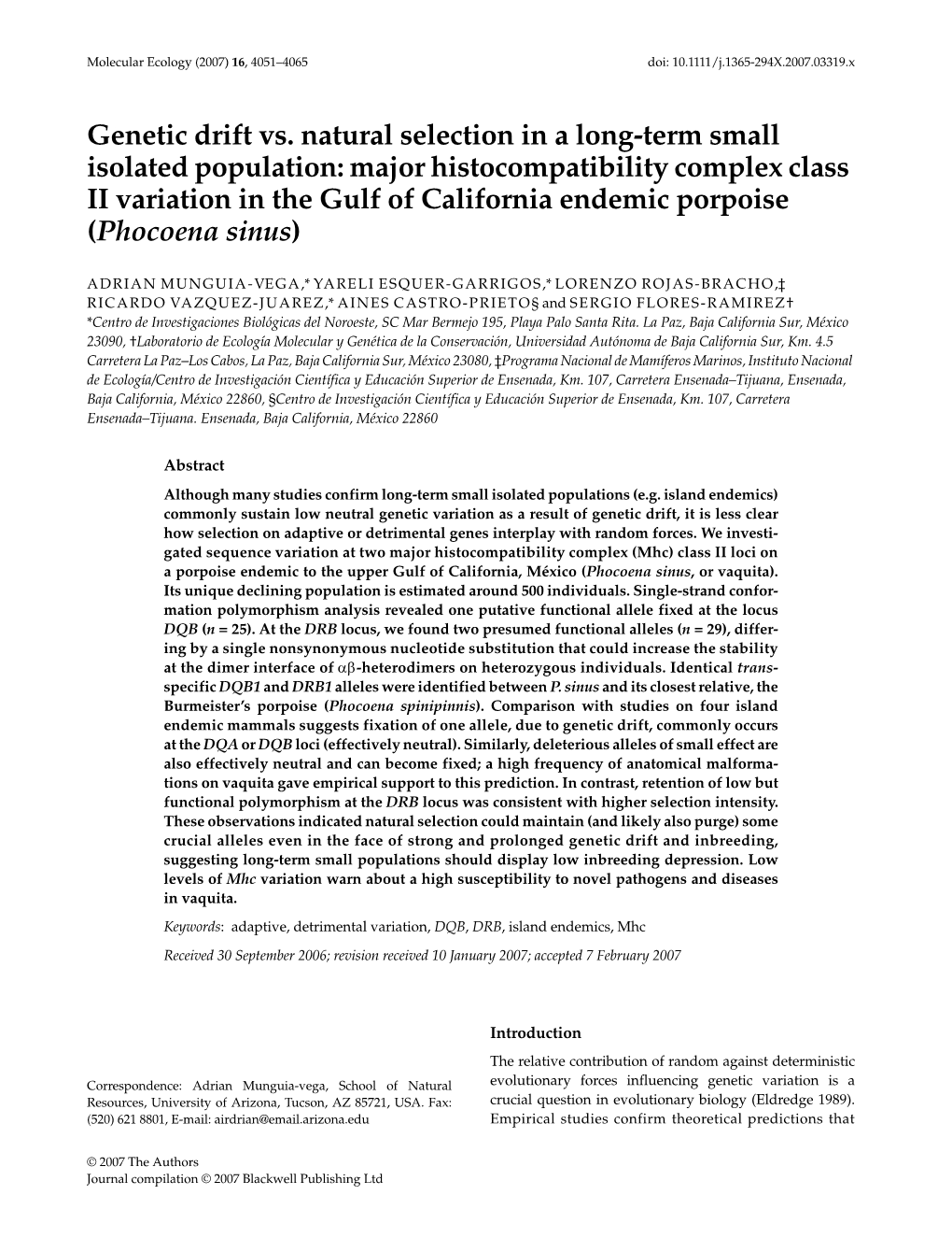 Genetic Drift Vs. Natural Selection in a Long-Term Small