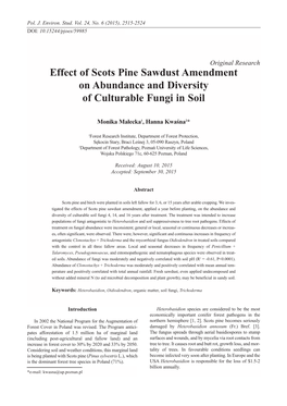 Effect of Scots Pine Sawdust Amendment on Abundance and Diversity of Culturable Fungi in Soil