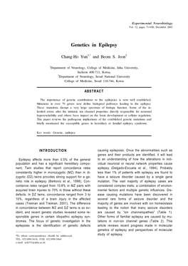 Genetics in Epilepsy