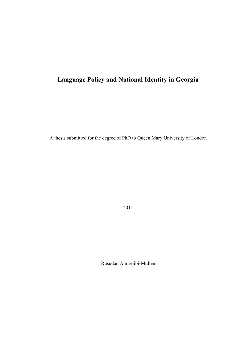 Language Policy and National Identity in Georgia