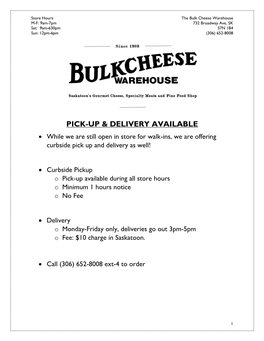 Pick-Up & Delivery Available