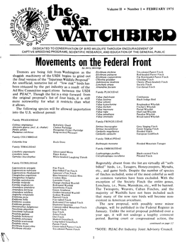 Movements on the Federal Front