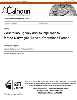 Counterinsurgency and Its Implications for the Norwegian Special Operations Forces