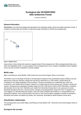 Ecological Site VX162X01X503 Udic Isothermic Forest