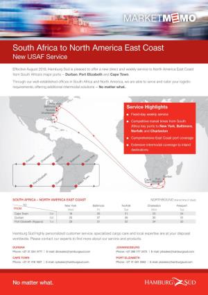South Africa to North America East Coast New USAF Service