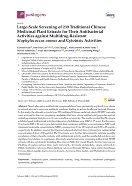 Large-Scale Screening of 239 Traditional Chinese Medicinal Plant Extracts for Their Antibacterial Activities Against Multidrug-R